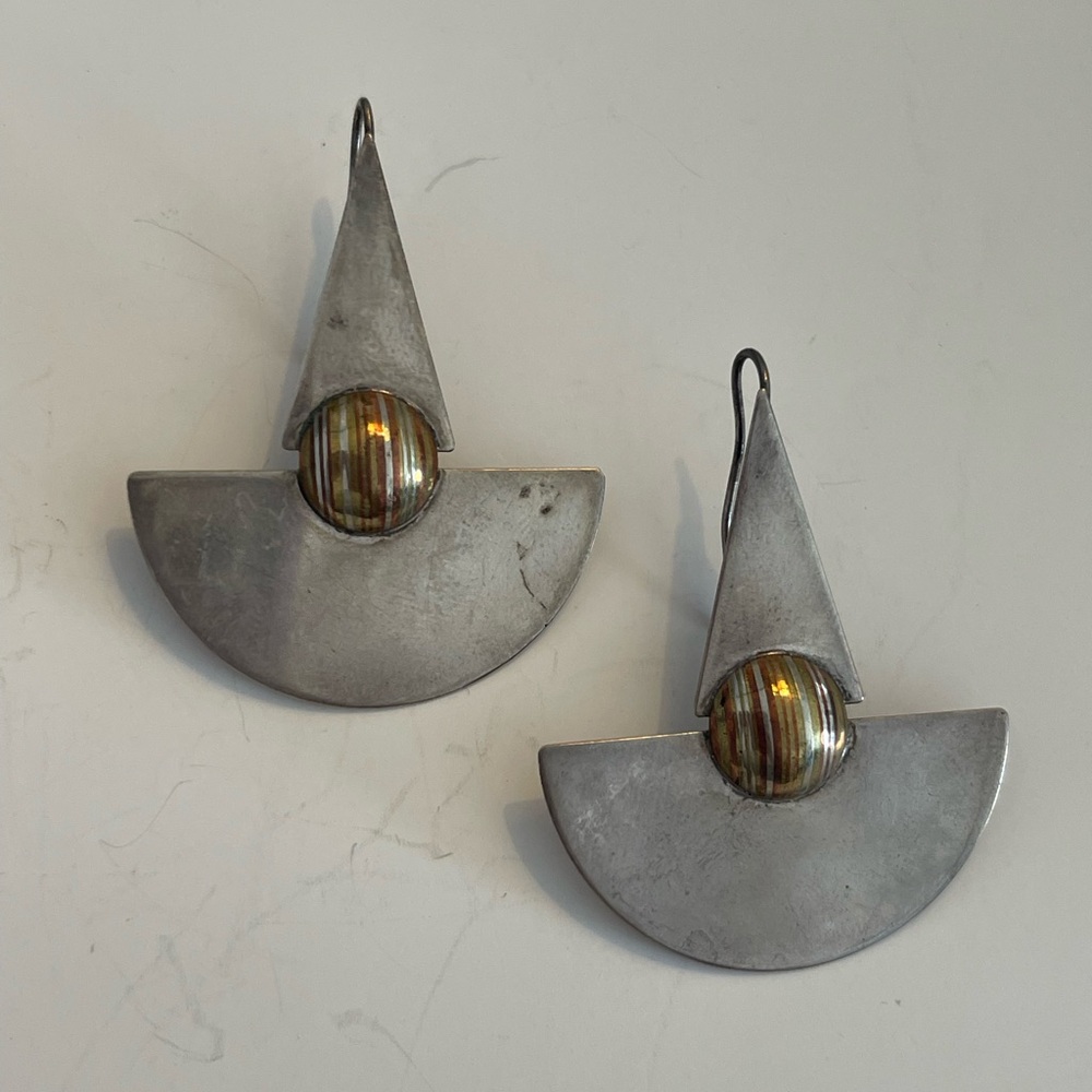 Vintage Southwestern Sterling Silver 925 Statement Earrings S. Walker